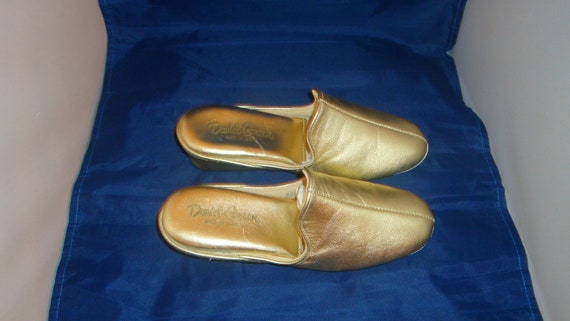 Vintage Daniel Green Classic Gold Leather Slipper… - image 2