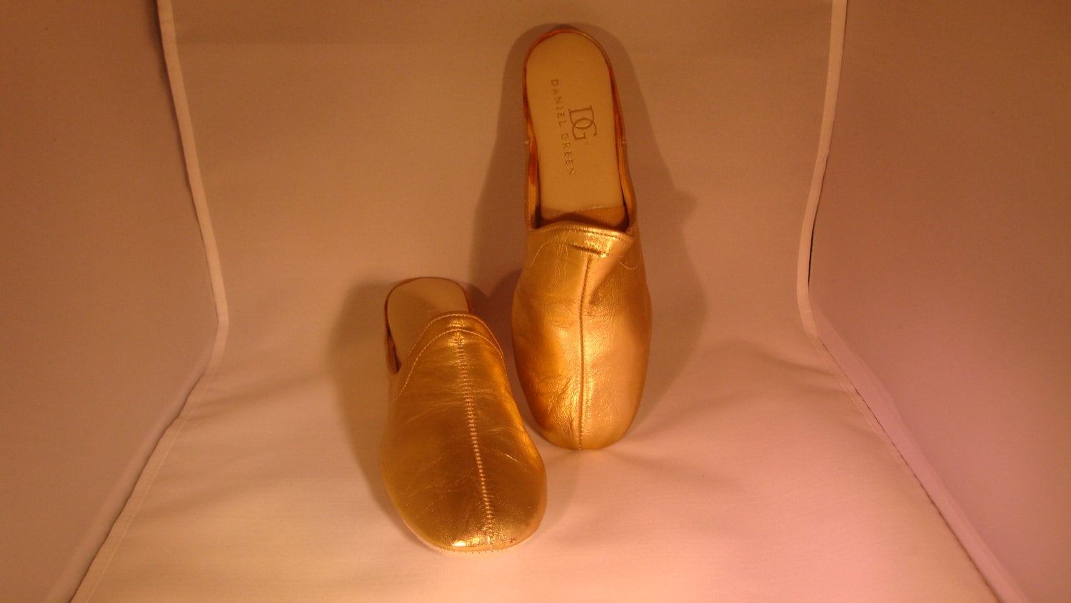 Vintage Daniel Green Classic Gold Leather Slippers Shoes 1980s Size 6.5 new Old Stock Etsy