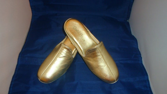 Vintage Daniel Green Classic Gold Leather Slipper… - image 1