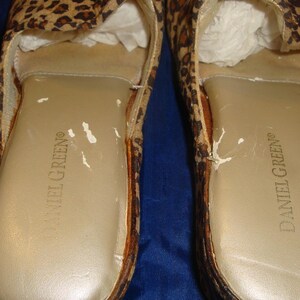 Vintage Daniel Green Glamour Cheetah Micro suede Print Slippers Size 7.5 image 7
