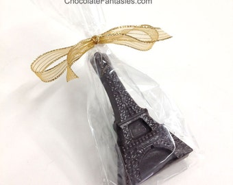 Little Eiffel Tower Chocolate Favor in Any Flavor, One Bagged, Tied wtih Ribbon
