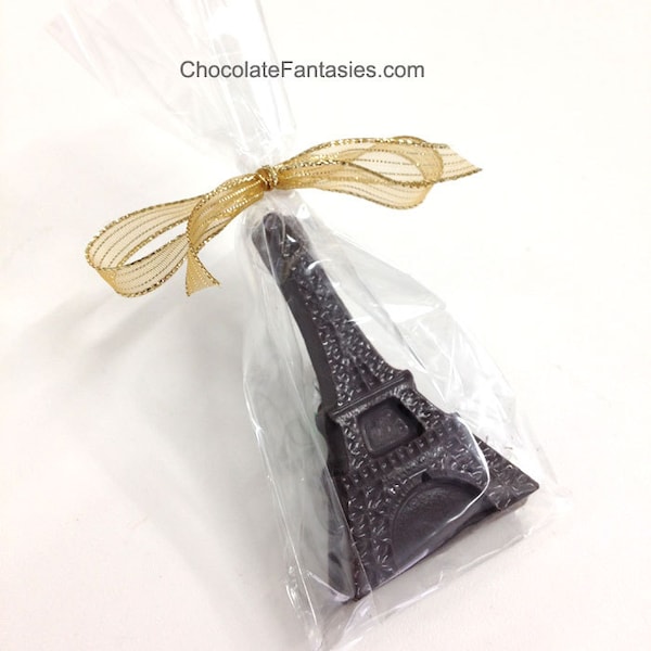 Little Eiffel Tower Chocolate Favor in Any Flavor, One Bagged, Tied wtih Ribbon