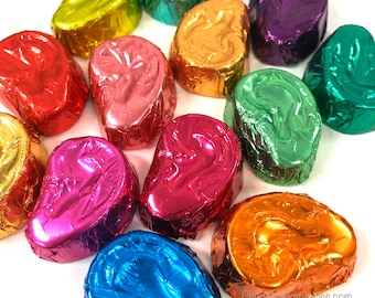 Mini Foil Wrapped Chocolate Ears, 1 lb Bulk Boxed, Approx 50 pcs/lb, Any Chocolate Flavor, Any Foil Color