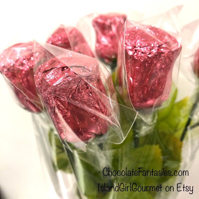 Foil Wrapped Chocolate Roses 1 Dozen Bouquet. Any Color Foil Etsy