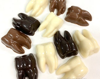 Chocolate Teeth, Tooth Chocolates, Dentistry, Dental Hygienist, Dentist Gift, 4 oz, bulk boxed, Approx 28