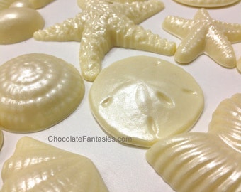 White Chocolate Pearlized Shells Half Pound Decoration Package, Approx. 22 pcs.