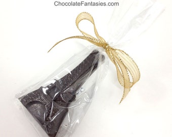 2 Little Chocolate Eiffel Towers in Any Flavor, Bagged, Tied wtih Ribbon