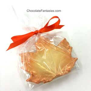 Large Chocolate Maple Leaf Favors, Wedding Favor Autumn Leaves Chocolates, Plain, Bronze & Gold image 2