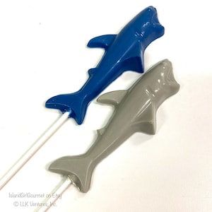 Chocolate Shark Lollipop, Set of Two, poly bag, tied with ribbon