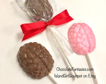 Chocolate Brain Lollipop, Neurology Chocolates, Psychology, Psychiatry, Halloween, Zombie, sold by the each