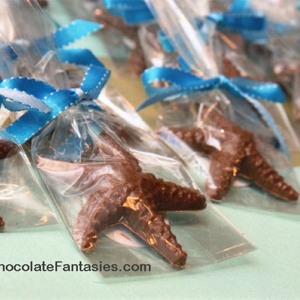 Chocolate Star Fish, 1 Large Gift Bagged, Tied wtih Ribbon, Chocolate Sea Star Favors