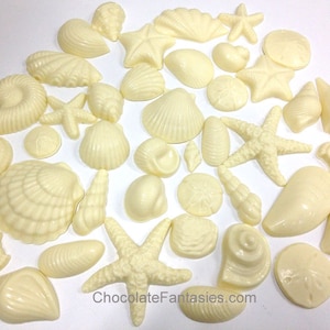 Chocolate Seashells 1 lb. - 43 pc. Decoration Pack Assorted Sizes 1-3" Any Flavor or Color, Perfect for Wedding Cakes, Made Fresh to Order