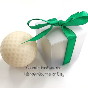 Chocolate Golf Ball Favor Box 10 Pack Set, Solid, Life Size, Tied with ribbon color of your choice