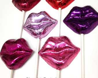 Foil Wrapped Lip Lollipop Any Chocolate Flavor, Any Foil Color, Sold by the each