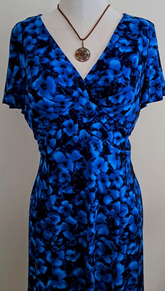 Chaps Blue Nylon Dress Size M, Floral Wrap Dress, 