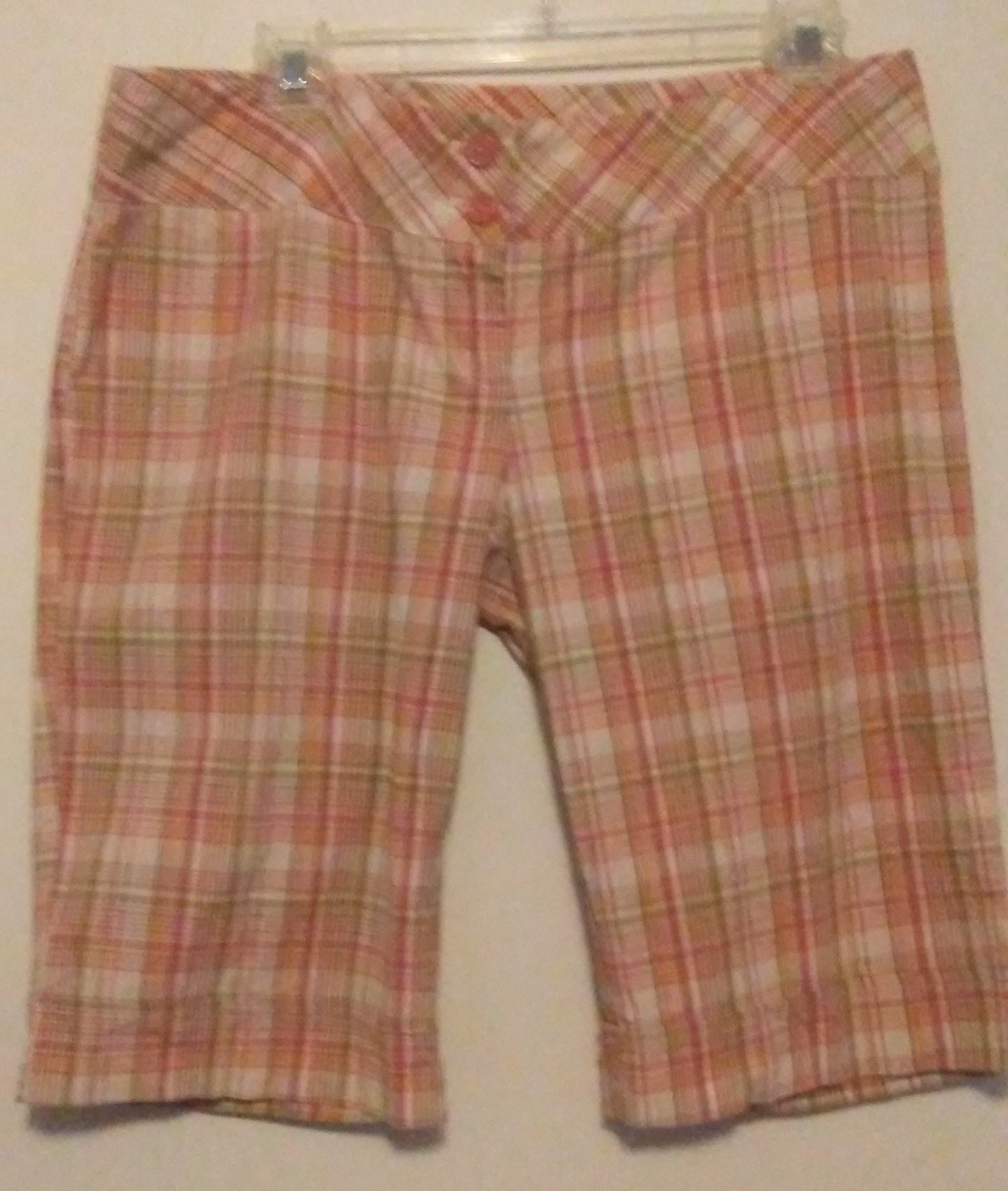 Plaid Walking Shorts Cotton Pink Orange 