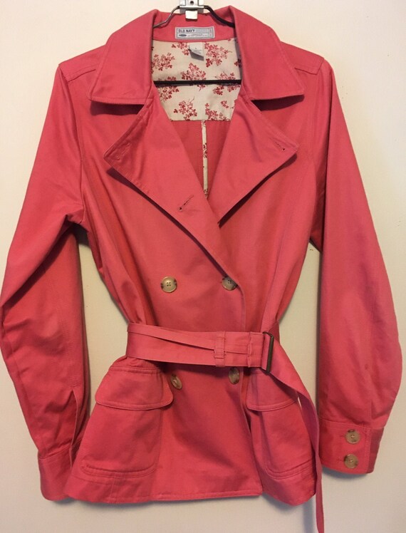 Women's Old Navy Jacket Pink Large, Waist Belt Jac