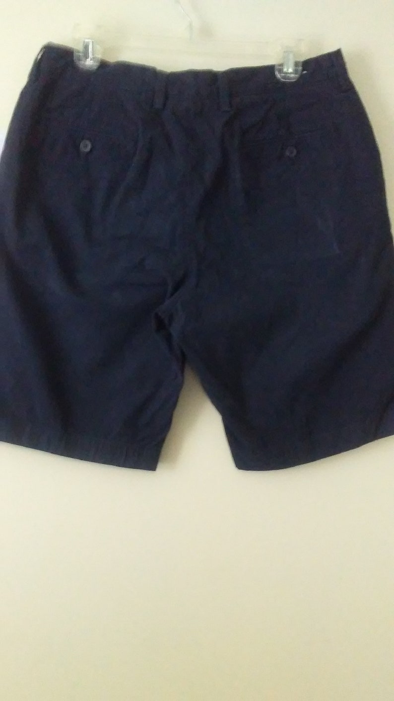 Vintage J Crew Mens Shorts Size 33 Waist Navy Blue Cotton Zipper Fly Pockets