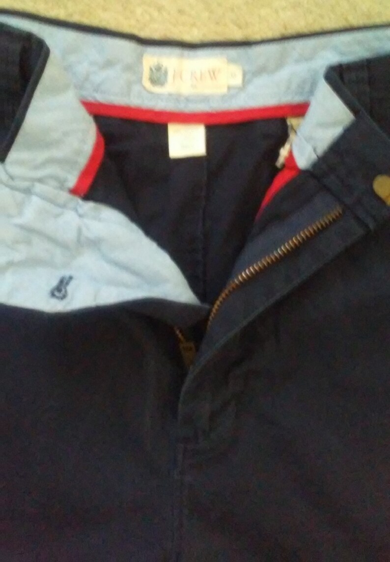 Vintage J Crew Mens Shorts Size 33 Waist Navy Blue Cotton Zipper Fly Pockets