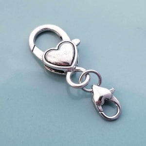 Make Your Bracelet Longer / Necklace Extender / Purse Charm /Clip On Charm /Make Your Necklace Longer/ Heart Lobster Clasp /Silver Charms