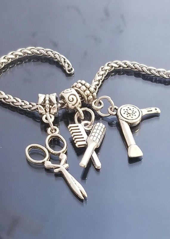 Hairstylist Charms /Silver Charms /Big Hole Beads /Dangle Charms for Bracelet /Gifts for her /Fit Pandora /Necklace Charms /European Beads
