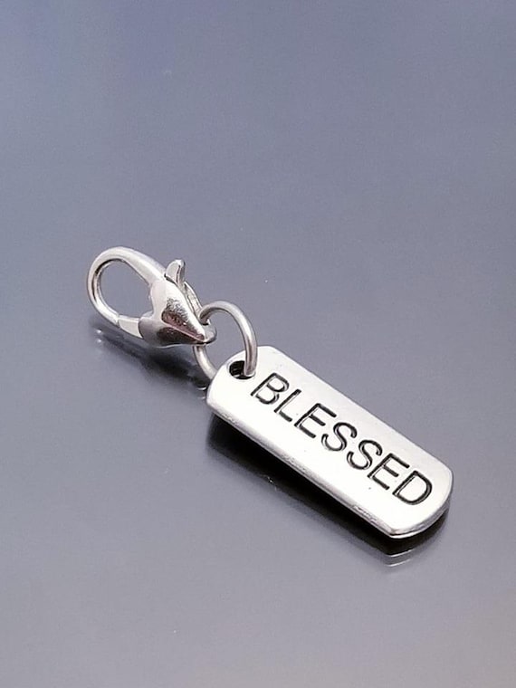 Blessed /Christian /Faith /Heart Lobster Clasp / Clip On/ Purse Charm /European Bead /Dangle charms for Bracelet /Necklace Pendant
