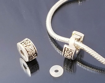 2 Flower Vine Charms Safety Lock Clip 2 Rubber Stopper Beads 2pcs European Charms Fit Bangle Fit Pandora Etsy