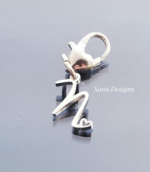 Heart Lobster Clasp / Letter Initial Charm Pendant /Silver Pendant / Clip On Purse / Charms for Bracelet /Fit Pandora / European Beads
