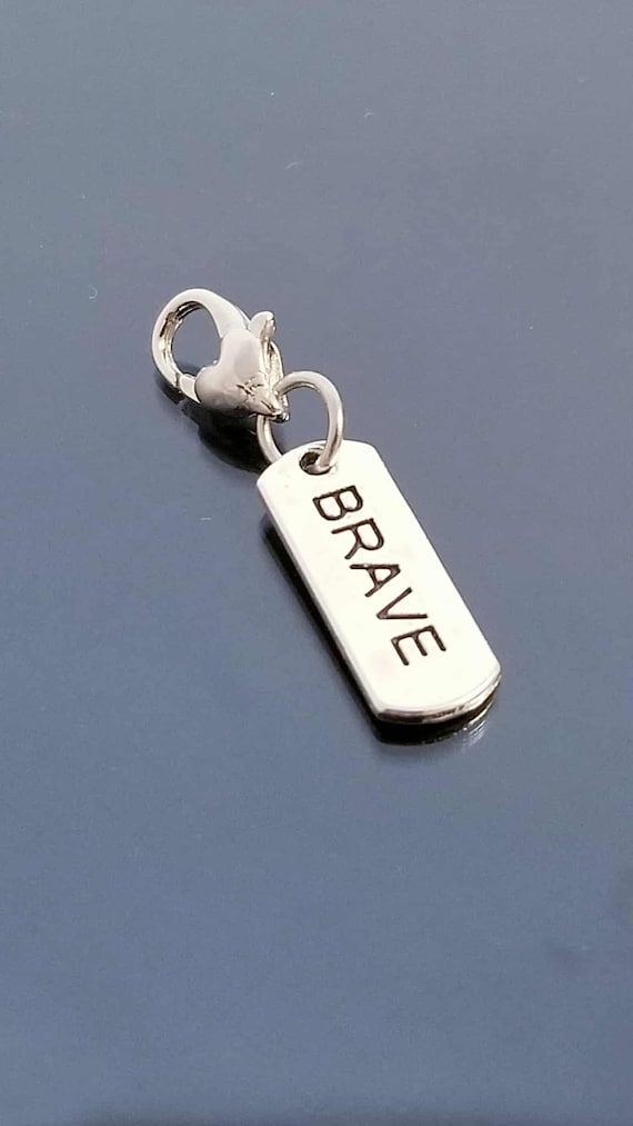 Brave Charm /Heart Lobster Clasp /Military /Silver Charms / Clip On/ Purse Charm /European Bead /Dangle charm for Bracelet /Necklace Pendant