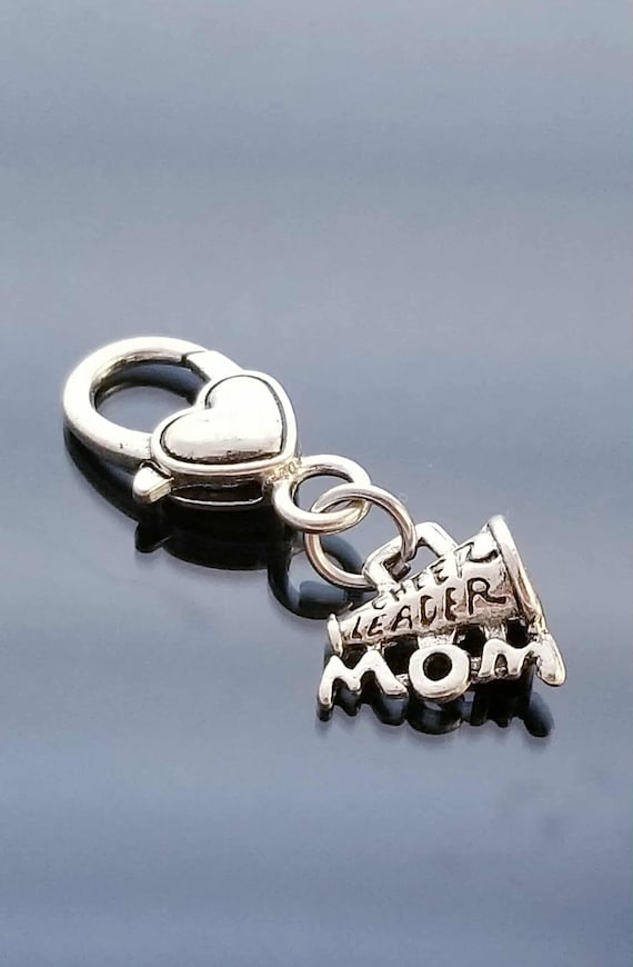 Heart Lobster Clasp /Cheer Mom Charm /Cheerleader Megaphone Charm /Clip On Charms /Purse Charm /Silver Necklace Pendant/ Sports Charms