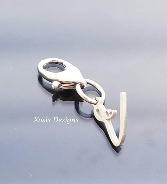 Heart Lobster Clasp / Letter Initial Charm Pendant /Silver Pendant / Clip On Purse / Charms for Bracelet /Fit Pandora / European Beads