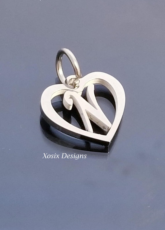 Letter Charms / Silver Heart Charm / Initial Pendant /Clip On Charms/ Purse Charm /Silver Charms for Bracelet /European Beads /Dangle