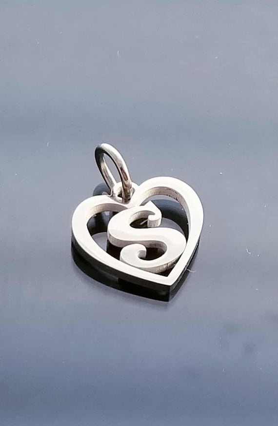 Letter Charms / Silver Heart Charm / Initial Pendant /Clip On Charms/ Purse Charm /Silver Charms for Bracelet /European Beads /Dangle