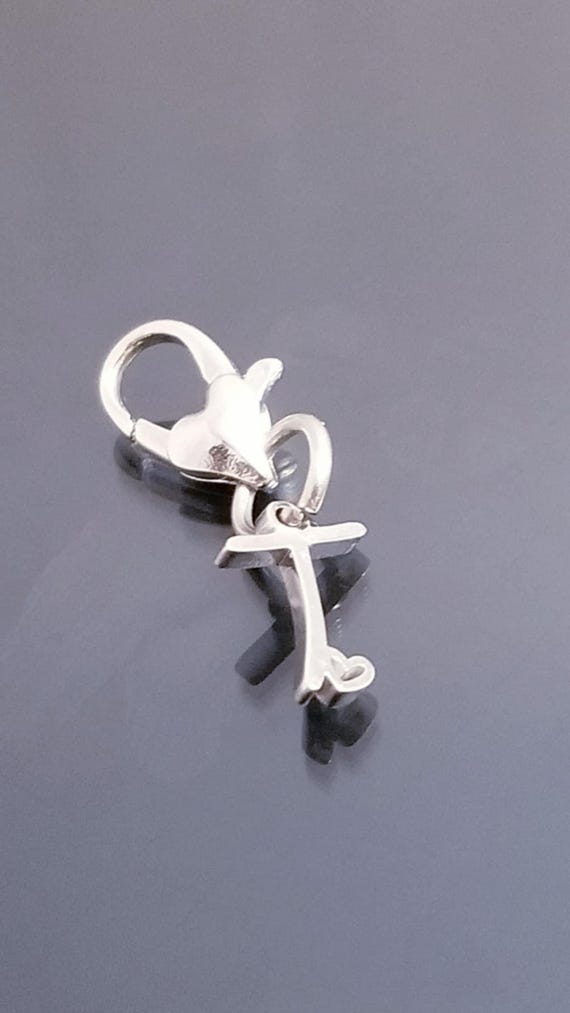 Heart Lobster Clasp / Letter Initial Charm Pendant /Silver Pendant / Clip On Purse / Charms for Bracelet /Fit Pandora / European Beads