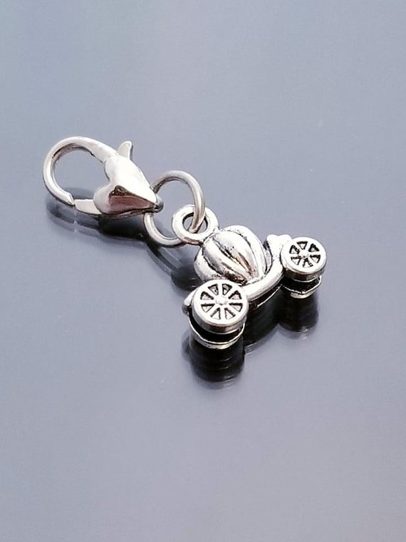 Pumpkin Coach Charms /Princess Charm /Heart Lobster Clasp / Heart Charms /Clip On Charms / Purse Charms /European Bead /Pendant/Dangle Charm