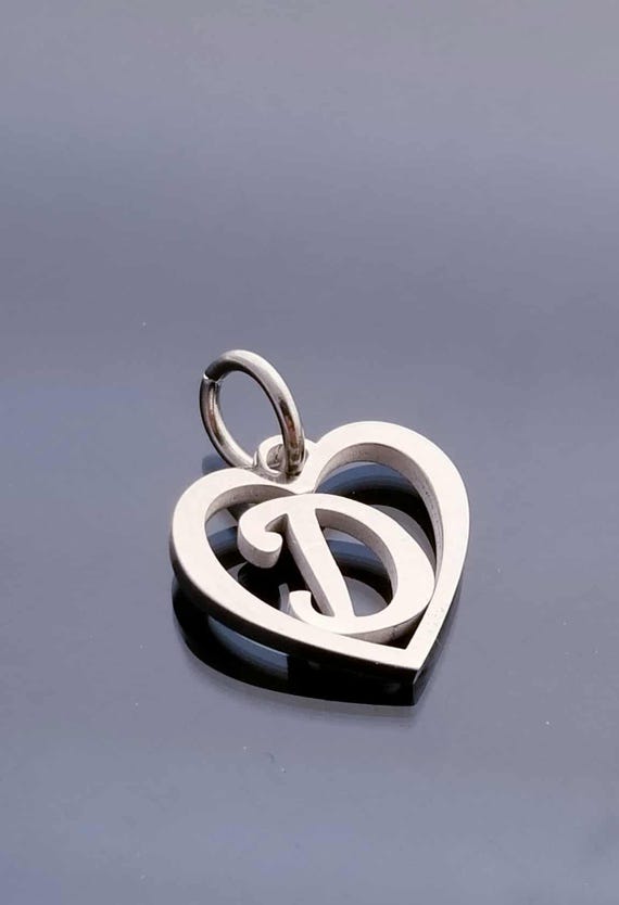Letter Charms / Silver Heart Charm / Initial D Pendant /Clip On Charms/ Purse Charm /Silver Charms for Bracelet /European Beads /Dangle