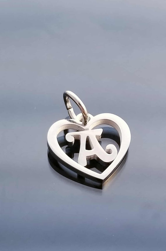 Silver Letter A / Necklace Pendant/ Silver Heart Charm / Clip On Bracelet / Purse Charm /Classic Charms for Bracelet /Do it Yourself Charms