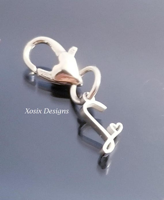 Heart Lobster Clasp / Letter Initial Charm Pendant /Silver Pendant / Clip On Purse / Charms for Bracelet /Fit Pandora / European Beads