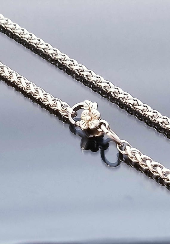 Foxtail Necklace /Flower Lobster Clasp /Silver Chain Necklace / European Necklace /24 Inch Necklace /Fit Pandora Charms