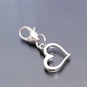 Open Heart Clip On Charm / Heart Lobster Clasp / European Charm /Dangle Charm /Purse Charm /Planner Charm/Add a Charm