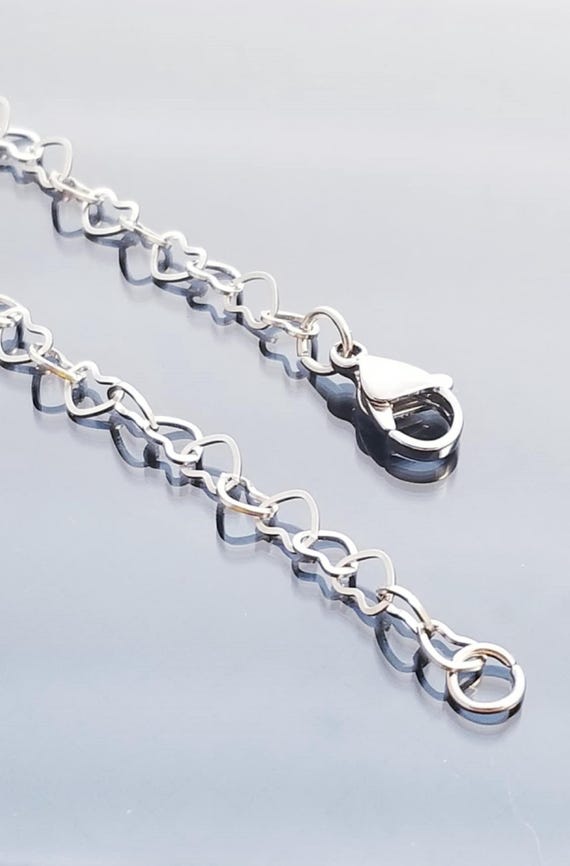 Heart Bracelet/Dainty Heart Charms /Charm Bracelet /Link Bracelet /Silver Bracelet /Clip On Bracelet/ Size 7.5 inch