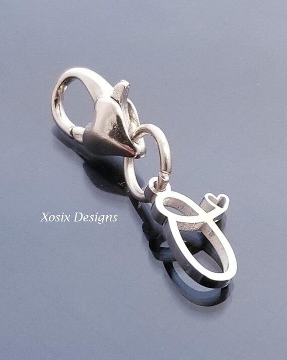 Letter O Charm/ Heart Lobster Clasp / Clip On Charms / Dangle Charm for Bracelet Bangle Necklace