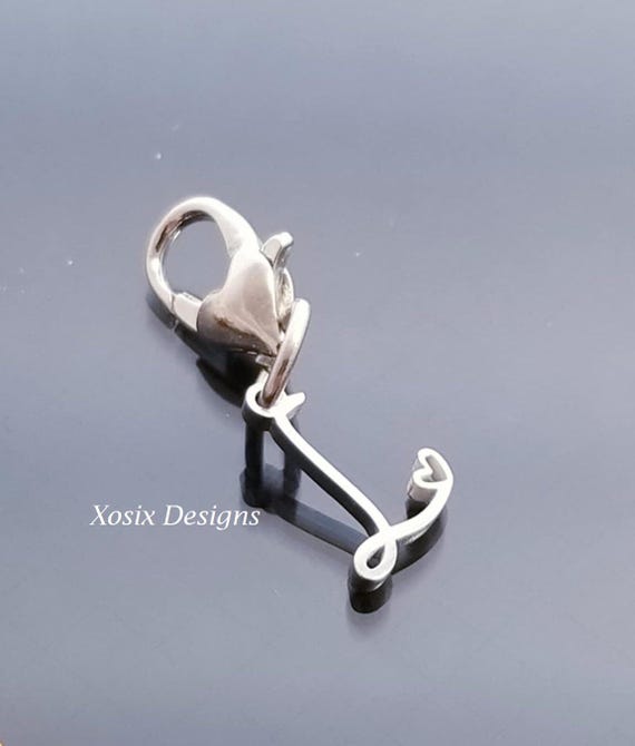 Heart Lobster Clasp / Letter Initial Charm Pendant /Silver Pendant / Clip On Purse / Charms for Bracelet /Fit Pandora / European Beads