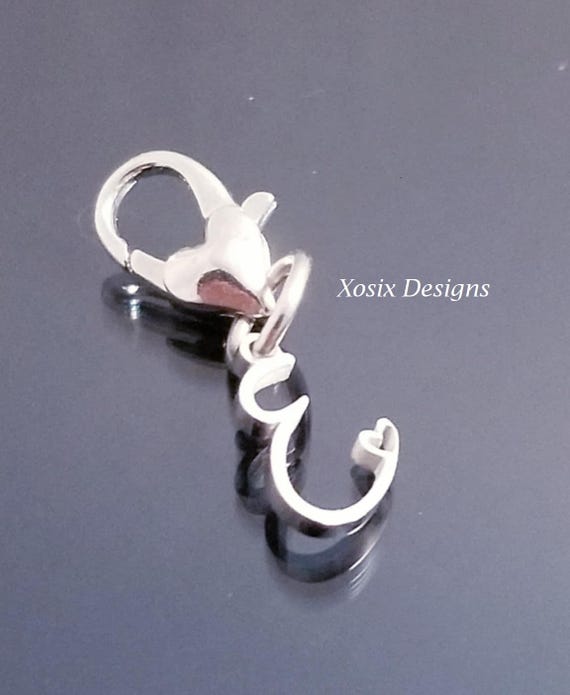 Heart Lobster Clasp / Letter Initial Charm Pendant /Silver Pendant / Clip On Purse / Charms for Bracelet /Fit Pandora / European Beads