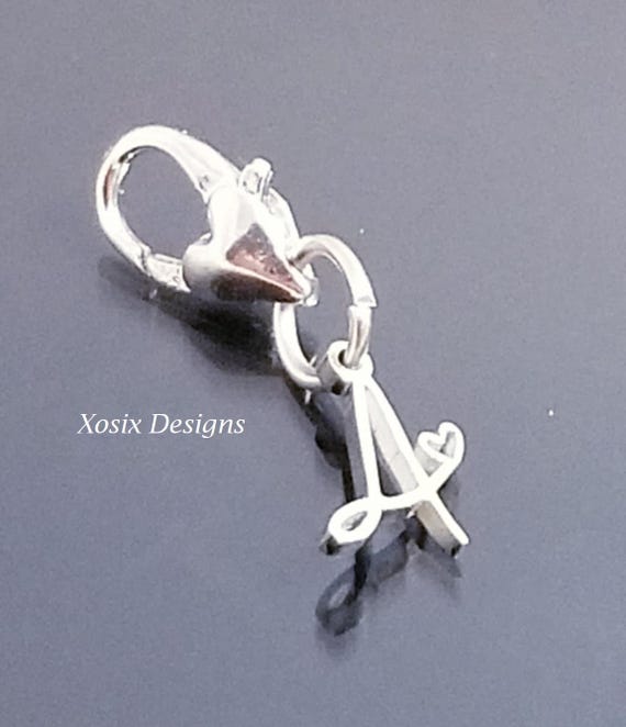 Heart Lobster Clasp / Letter Initial Charm Pendant /Silver Pendant / Clip On Purse / Charms for Bracelet /Fit Pandora / European Beads