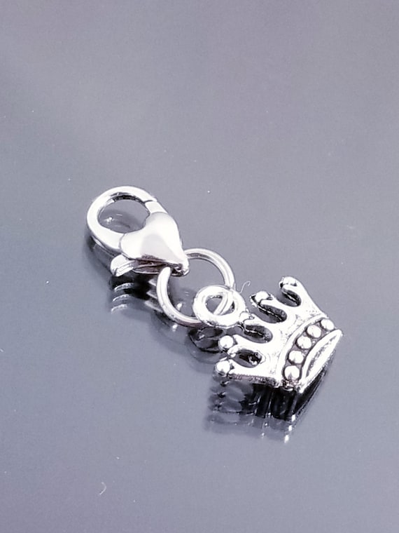Crown Charms /Princess Heart Charm /Heart Lobster Clasp / Heart Charms /Clip On Charms / Purse Charms / European Bead/ Pendant/Dangle Charms
