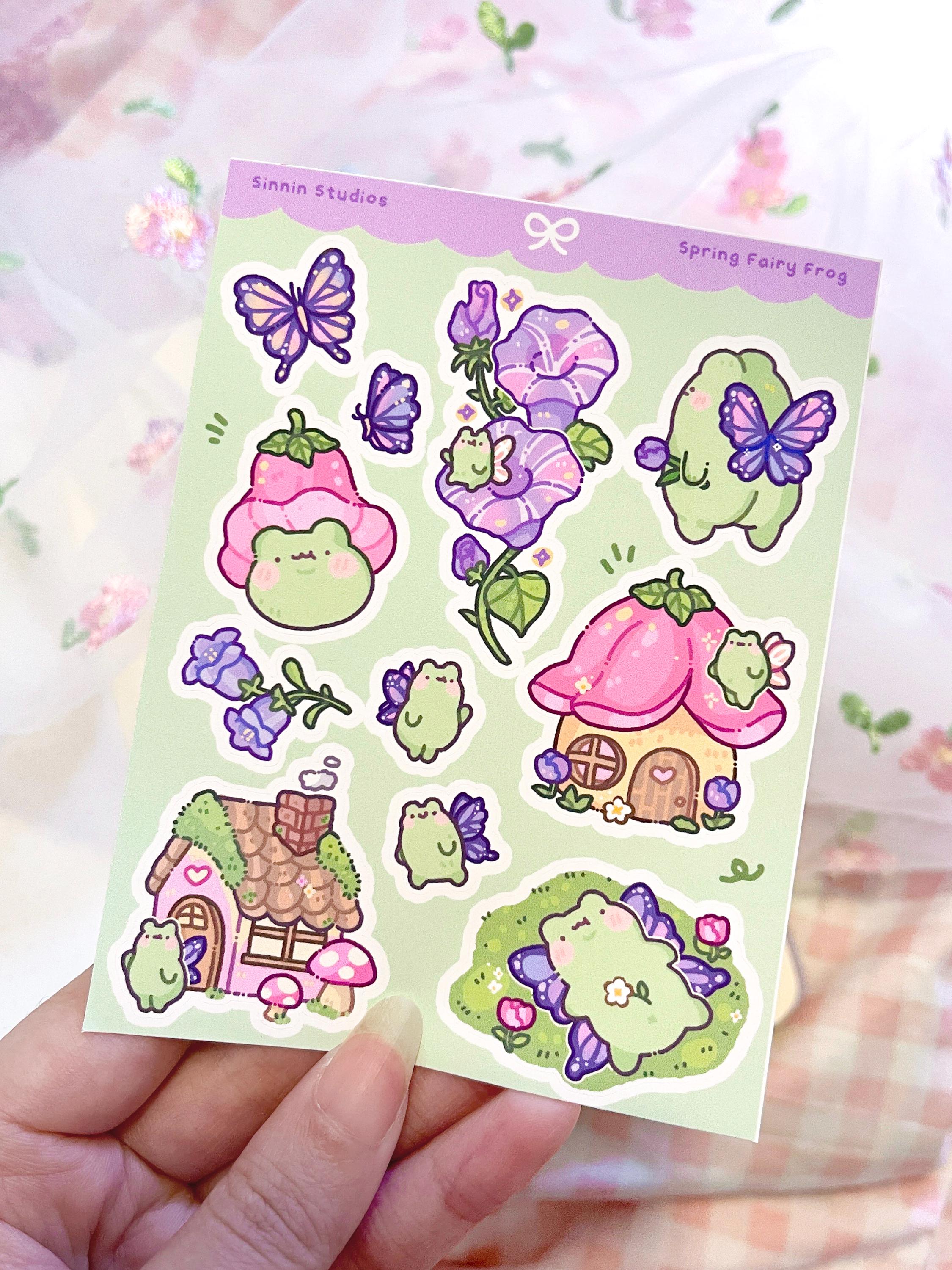 Spring Fairy Frog Matte Vinyl Sticker Sheet - Etsy
