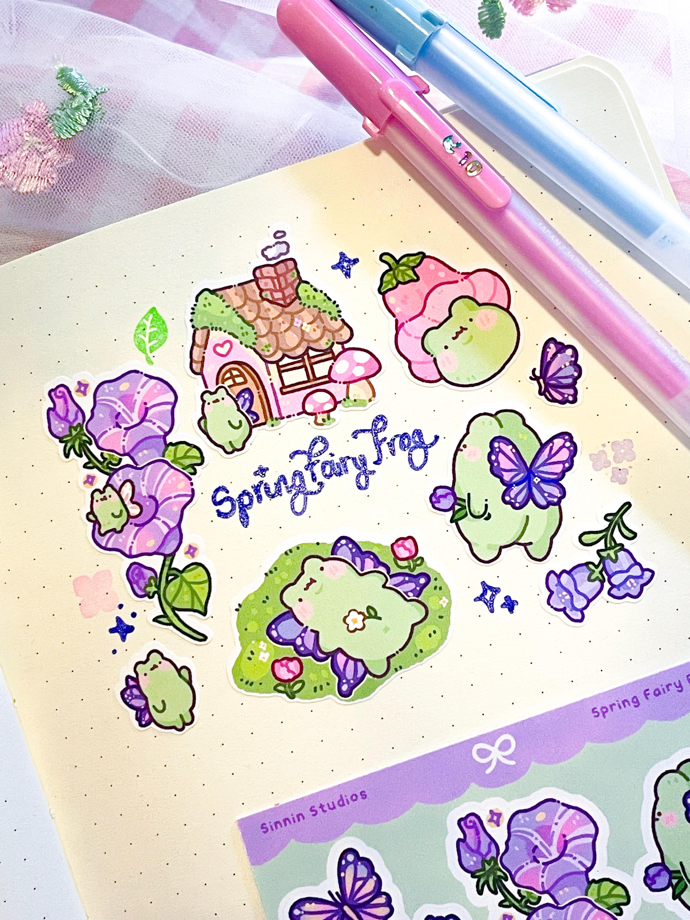 Spring Fairy Frog Matte Vinyl Sticker Sheet - Etsy