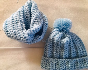 Child Scarf Pink Hat Set Blue