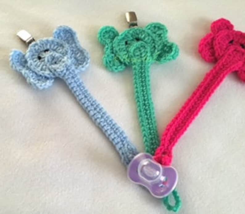 Elephant Binky Crochet Pacifier Holder Baby Etsy